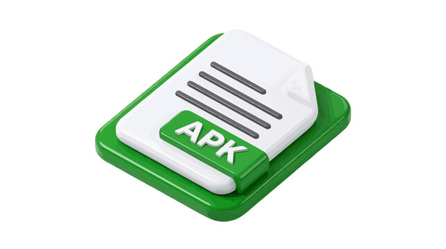 Vector illustration of 3d apk file icon on a transparent background