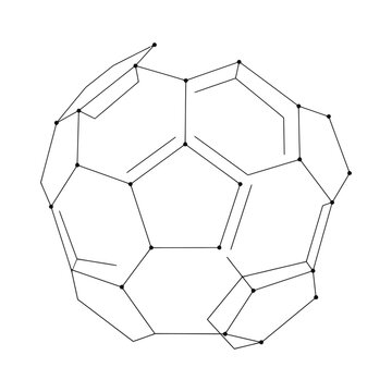 Buckminsterfullerene c60 molecule diagram scientific illustration