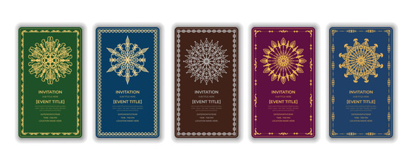 Luxury vintage invitation card template design set with elegant mandala ornament © Nipa