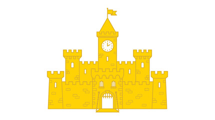 Golden Castle Silhouette with Clock Tower and Flag © grendel