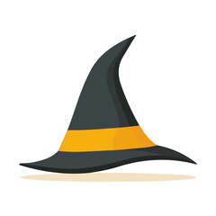 Fototapeta premium Witch Hat, flat 2D illustration, minimal modern design, clean shapes, isolated on a white background.