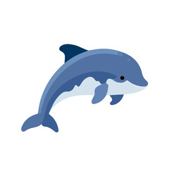 Naklejka premium Porpoise, flat 2D graphic illustration in a modern minimal style, isolated on a white background.