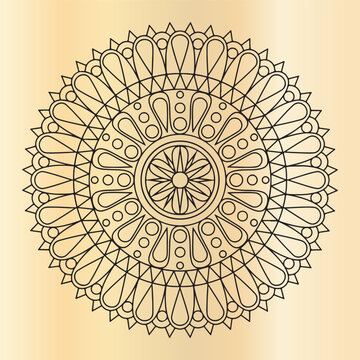 Intricate black line art mandala for coloring and spiritual practice, detailed symmetrical design.
