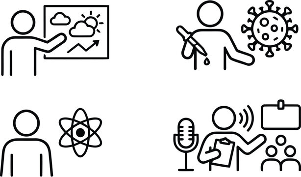 Line icons of people in various professions