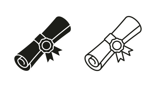 Scroll with seal black and white line art illustration
