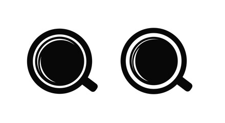 Coffee cup top down view black silhouette on white background © TaskinRahman