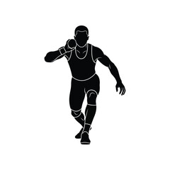 Obraz premium Athletic man throwing shot put during competition with dynamic motion and athletic build against white background