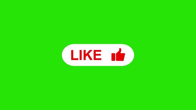 Animation of a YouTube-like button with text and icon. Isolated on a black background with an alpha channel. Animated a social media like button, 4k