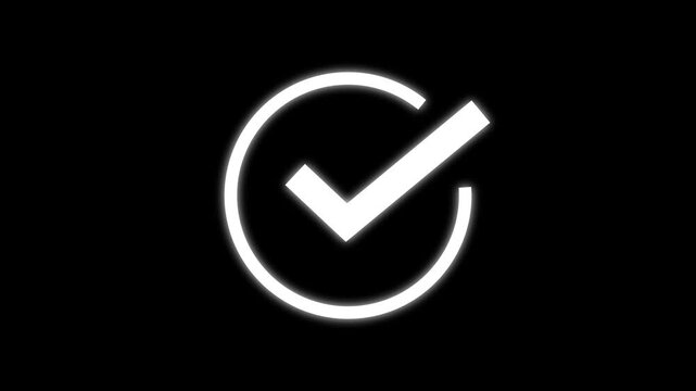 Checkmark animation in a green circle. Isolated on a white background. Tick mark icon animation, Animated white check mark icon in green circle. 