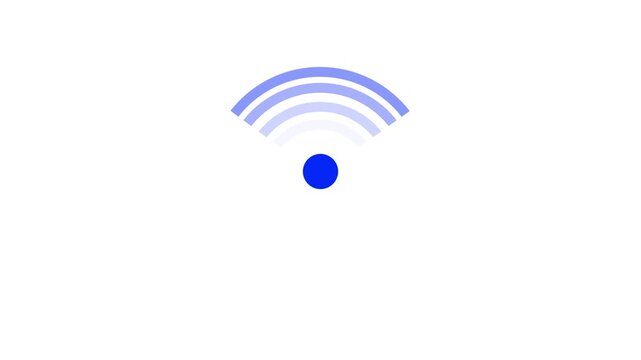 Wi-fi icon animation. Looped. Isolated on white background. Animated fade wave wifi signal icon. wi-fi network icon 4k .