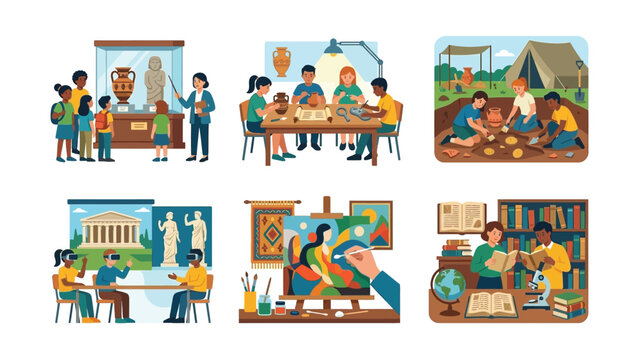 Education and Learning Concepts: Museum, Archaeology, Art, VR, Science