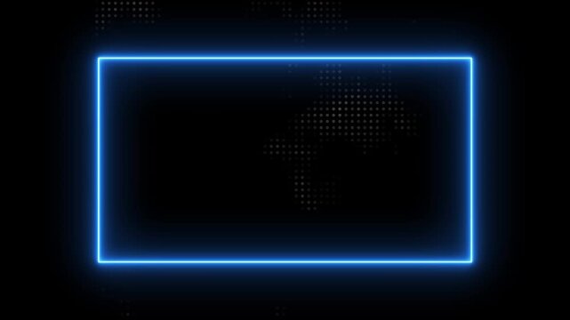 Glowing rectangle picture frame icon animation with beautiful smooth background. Rounded rectangle photo frame black background. Glowing neon technology frame background. 