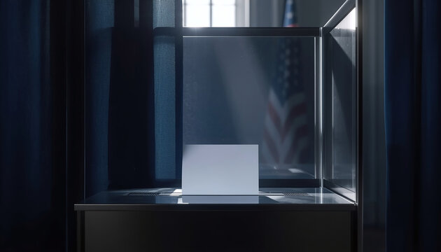 Voting booth with blank ballot symbolizing privacy and democracy