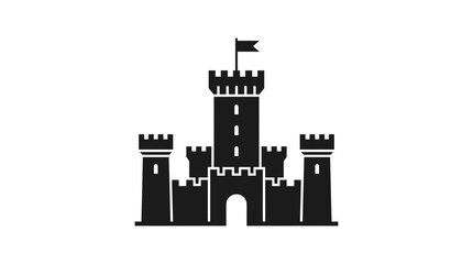 Medieval Castle Silhouette Icon Vector Illustration © jorok