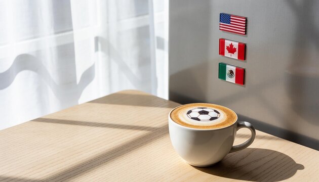 Soccer Latte Art with Minimalist Host Countries Magnets