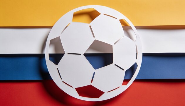 Paper Cutout Style Soccer Ball Silhouette Color Block Minimal