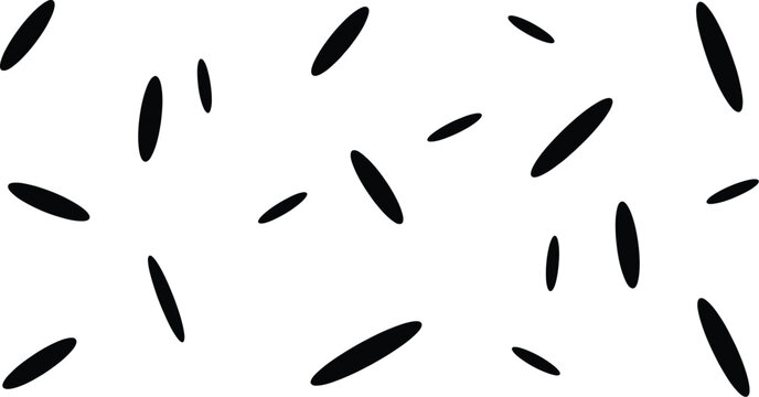 Black falling oblong shapes silhouette on white background for graphic design