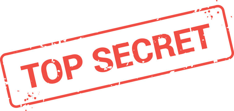 Red top secret stamp on white background for confidential documents and secure information