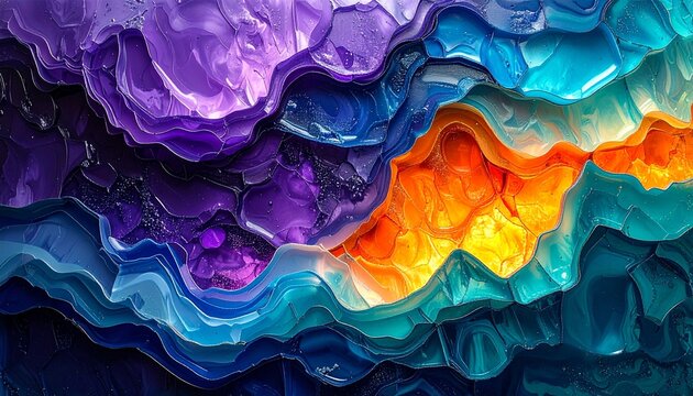 Abstract Colorful Swirls A Vibrant Mix of Purple, Orange, and Blue Hues Creating a Dynamic and Textured Surface