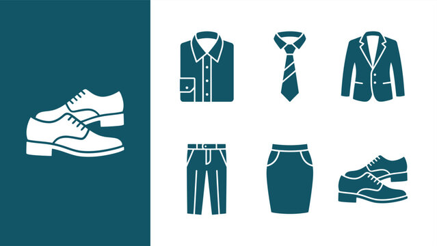 Business dress code icon set, formal clothes and fashion vector illustrations EPS 10.