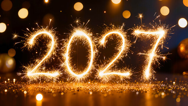 2027 Gold Confetti Celebration