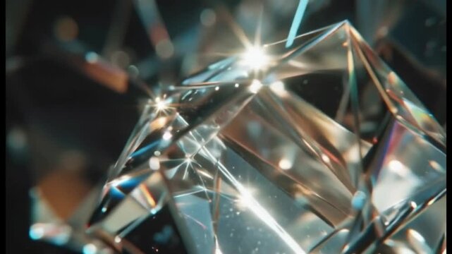 Abstract Diamond Facets Macro Shot, Sparkling Gemstone Refractions, Luxury Brilliance
