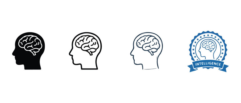brain icons in different styles on white background