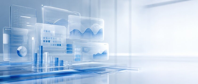 futuristic user interface with glass design and data visualization elements