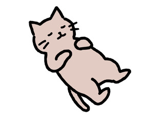 Fototapeta premium ゆるいタッチの寝転ぶかわいい猫イラスト