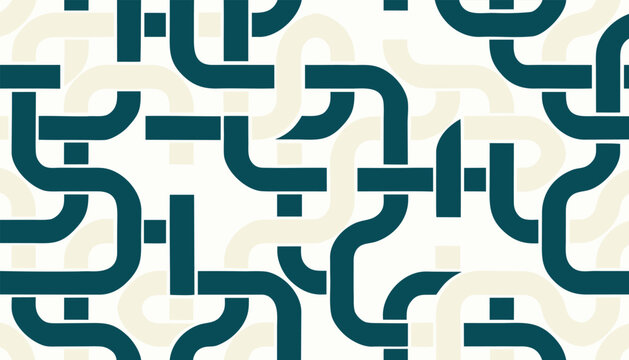 Geometric interlocking circular and linear pattern with a modern aesthetic.eps