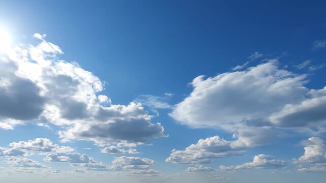 Clear sky and white clouds floating material, blue sky and white clouds time-lapse photography