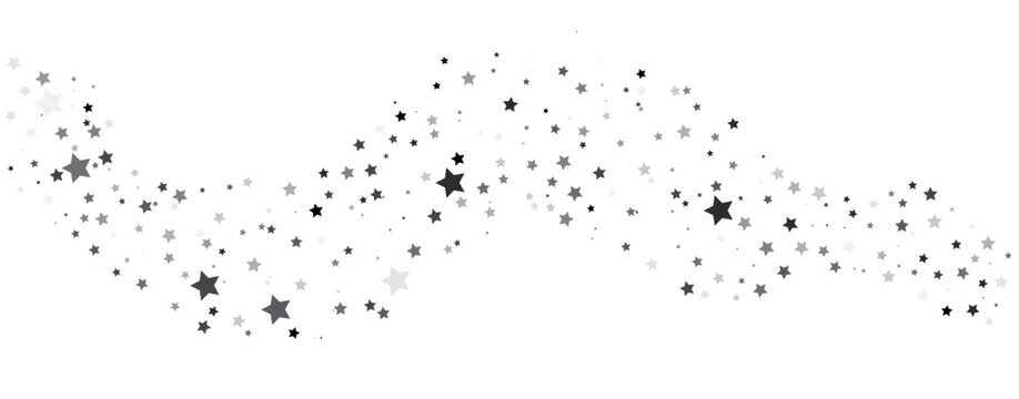 Abstract black and grey star trail wave confetti on white background