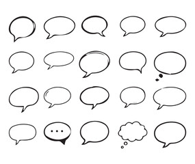 Fototapeta premium Speech Bubbles Conversation Flow Diagram in Flat Line Art Style Vector Illustration