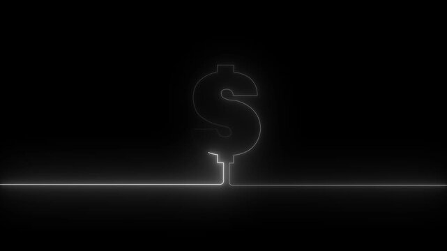 Abstract 3d illustration of a glowing neon sign featuring a burning fiery dollar symbol and red flame icon on a black background for hot business money concept