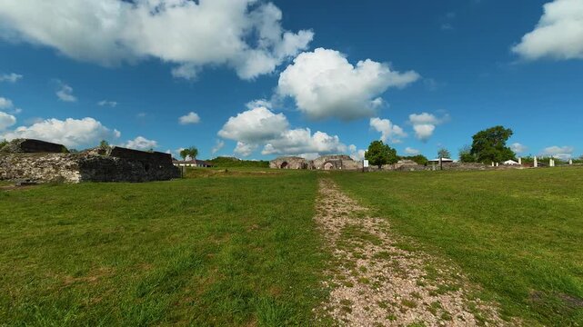 Walking Path Inside Felix Romuliana Palace, Ancient Roman Ruins, UNESCO World Heritage Site, 4K POV