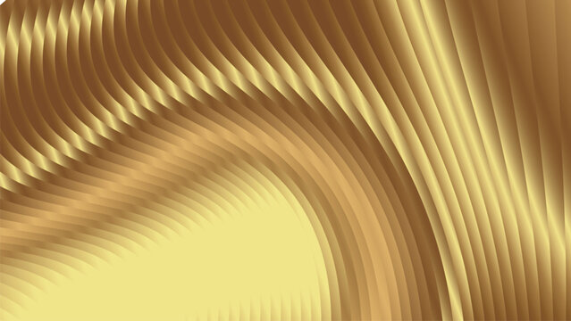 Ultra High-Resolution Abstract Luxury Gold 3D Wavy Gradient Background with Elegant Metallic Ribbed Texture