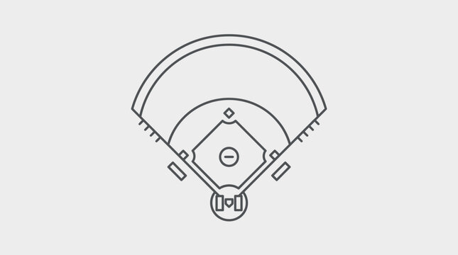 An illustration depicts a baseball field with a diamond and stadium seating from an aerial viewpoint.