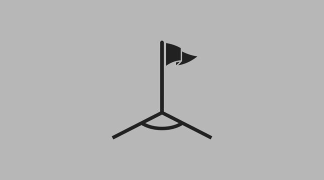 An illustration of a flag on a golf hole marker stands alone.