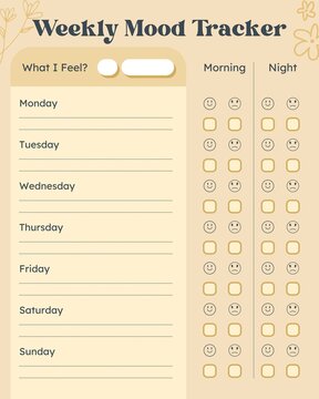 Weekly Mood Tracker Planner Template Morning and Night Mental Health Journal