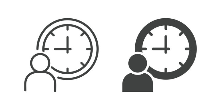 Work Time Management icon. Line and glyph solid icon