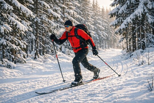A person skiing on a snowy mountain slope