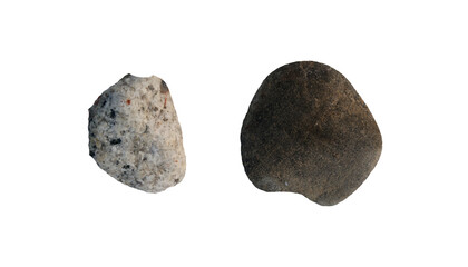 Two Small Rocks on White Background, Gray and Brown Stones © MD. GOLAM_RABBANI