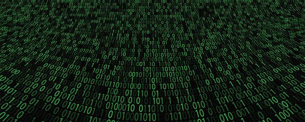 red cyber hack notification alert in green matrix binary data falling with corrupted data lines background banner template © Dul