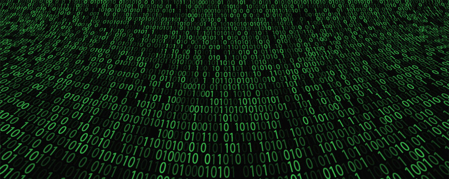 red cyber hack notification alert in green matrix binary data falling with corrupted data lines background banner template