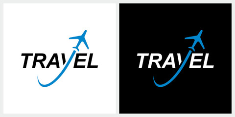 Travel typography lettering word mark logo, plane for aircraft airplane aviation logo design inspiration © ZRpro