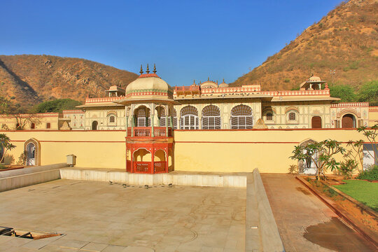 Sisodia Rani Garden and Palace with Rajput architecture in  Jaipur city  of Rajasthan state in India.