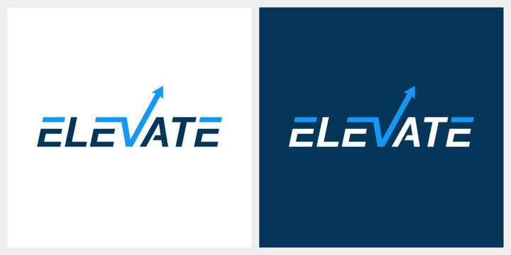 Elevate typography word mark logo design with arrow up