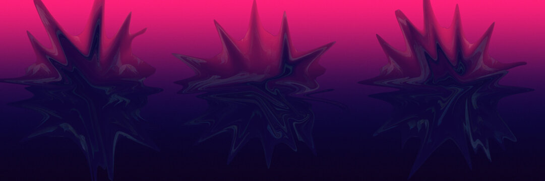 Futuristic pink purple crystal spike abstract 3D background with glowing starburst shapes