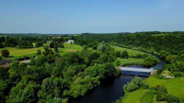 Aerial view of the Boyne River, Obelisk Bridge and Oldbridge 