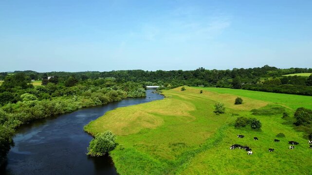 Aerial view of the Boyne River and Obelisk Bridge 